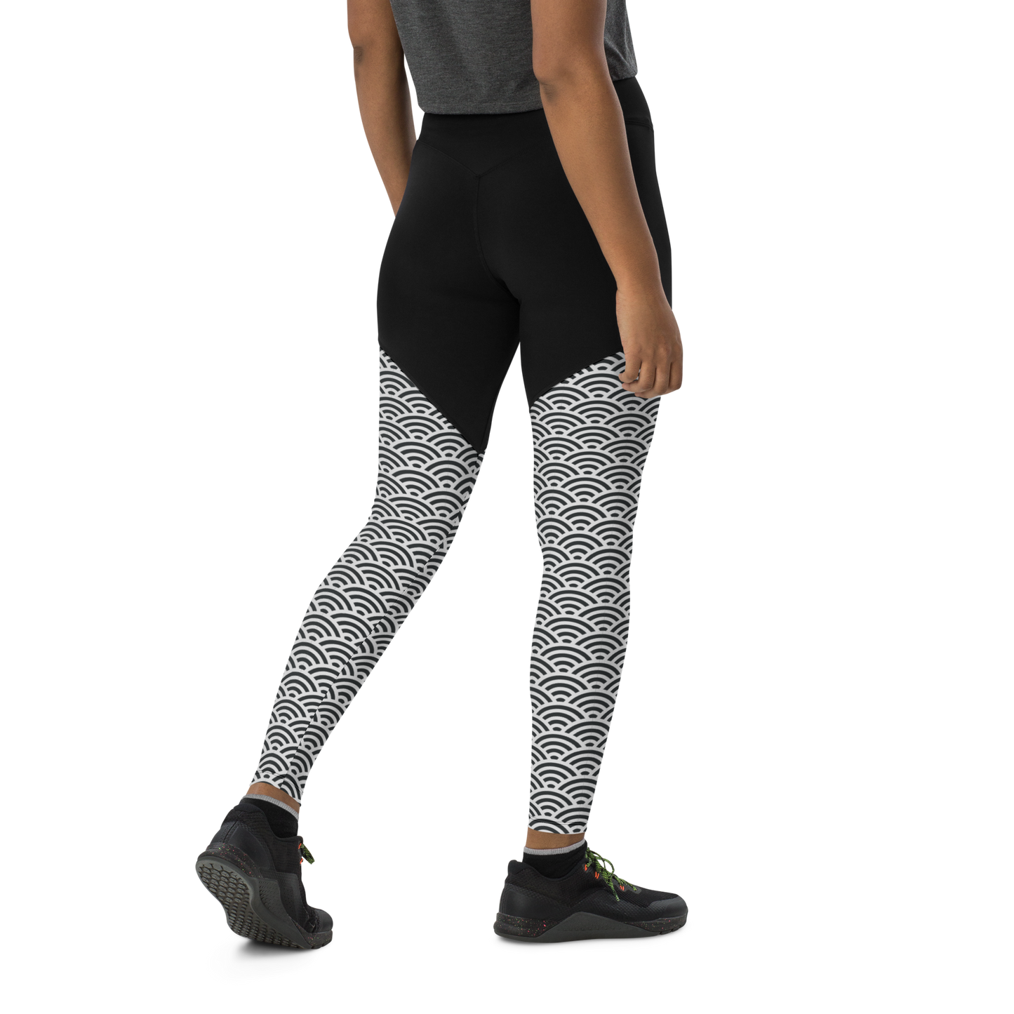 White Seigaiha Sports Leggings - Oni Threads