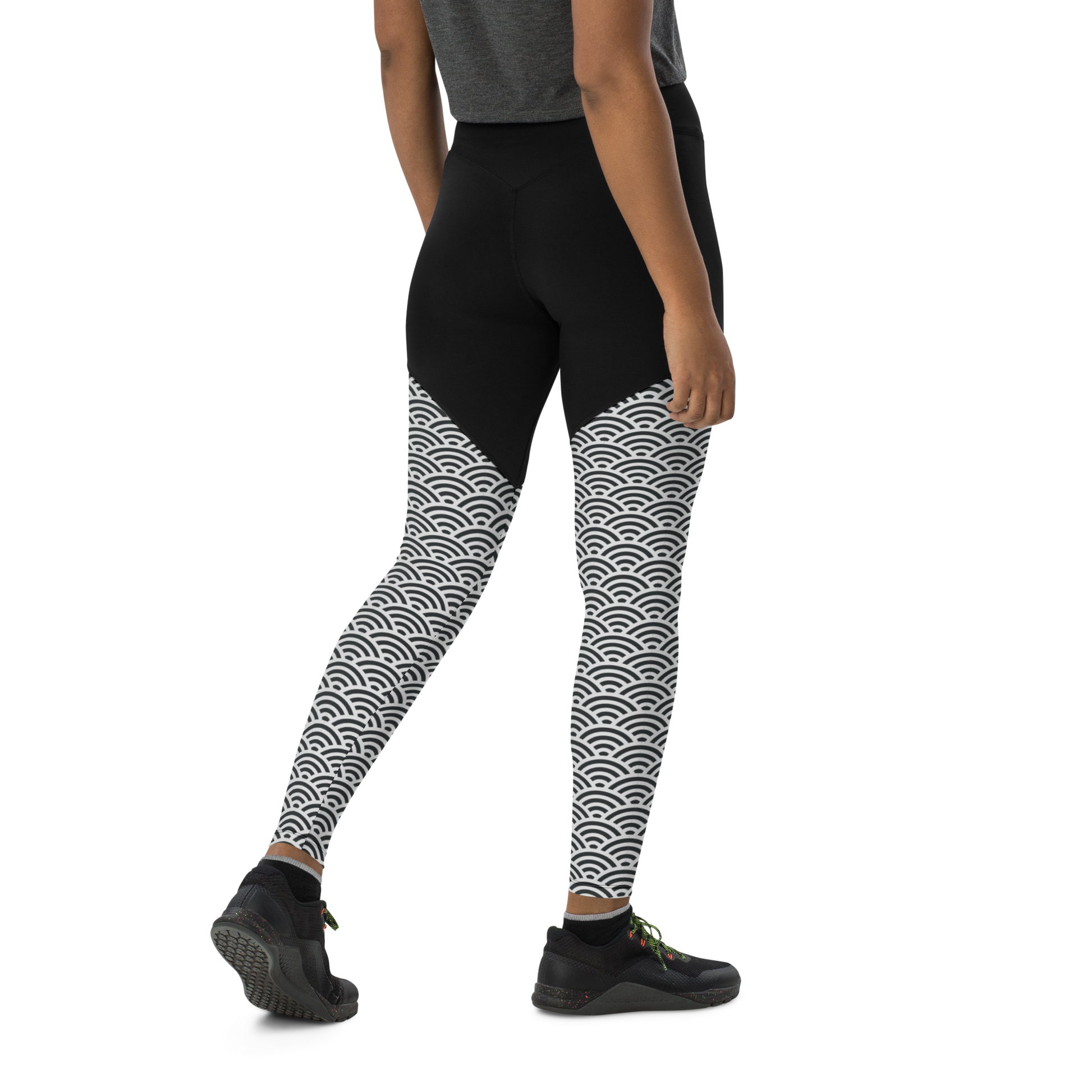 White Seigaiha Sports Leggings - Oni Threads