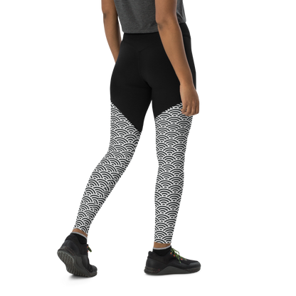 White Seigaiha Sports Leggings - Oni Threads