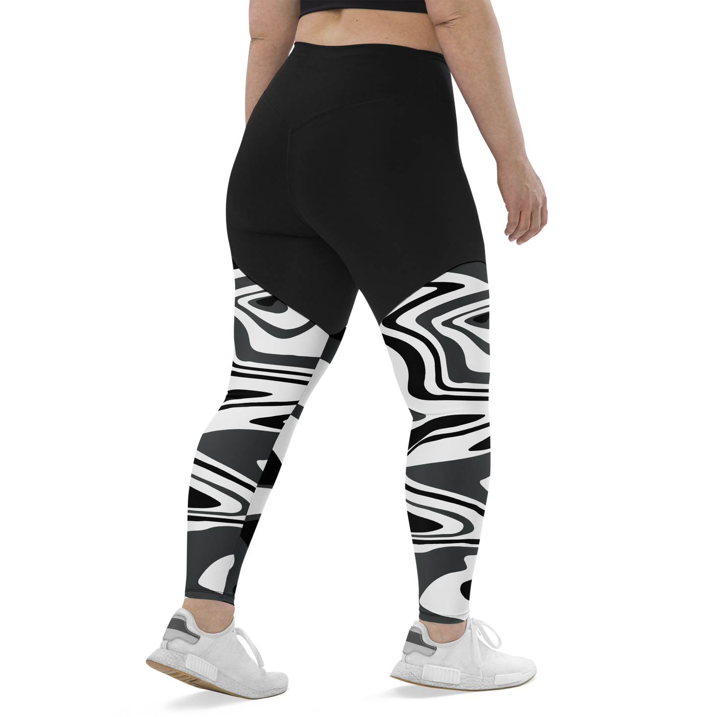 Charcoal Suminagashi Sports Leggings - Oni Threads