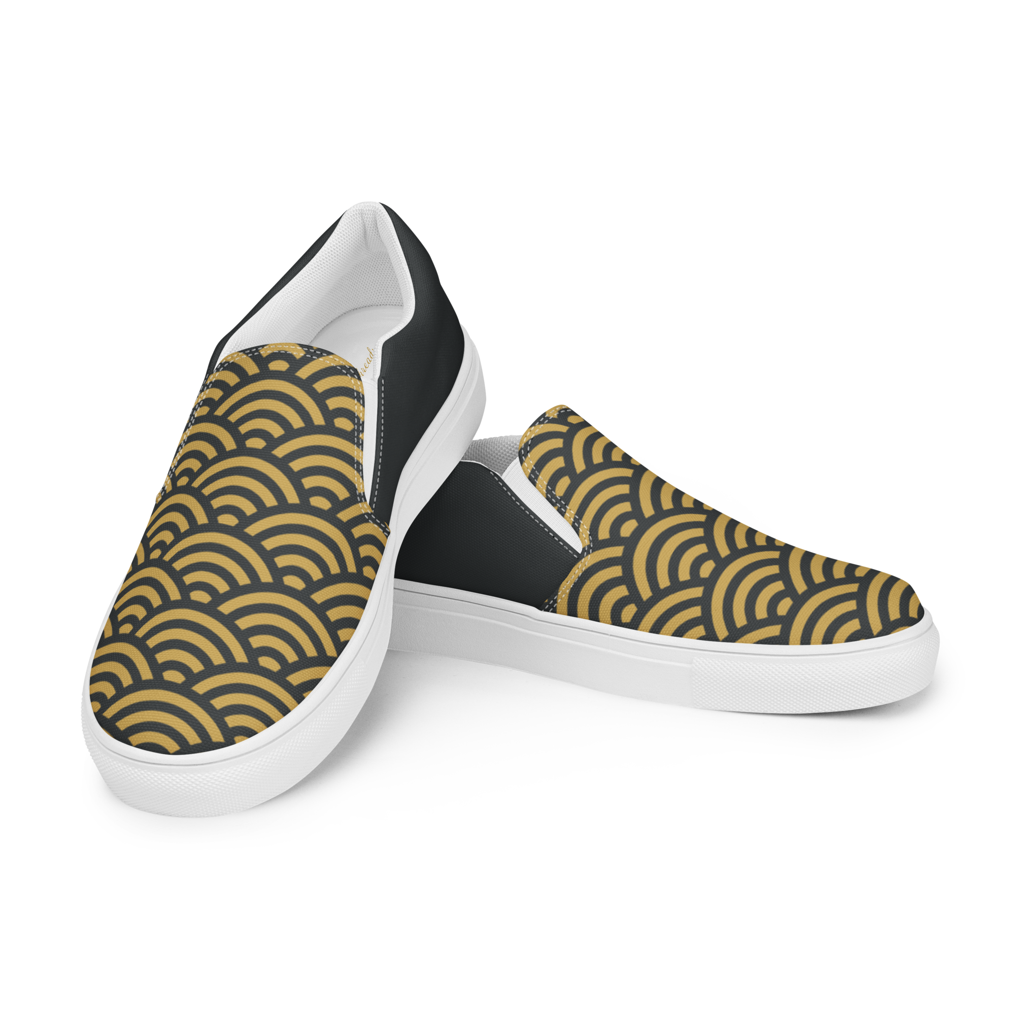 Gold Seigiaha  Women’s slip-on canvas shoes