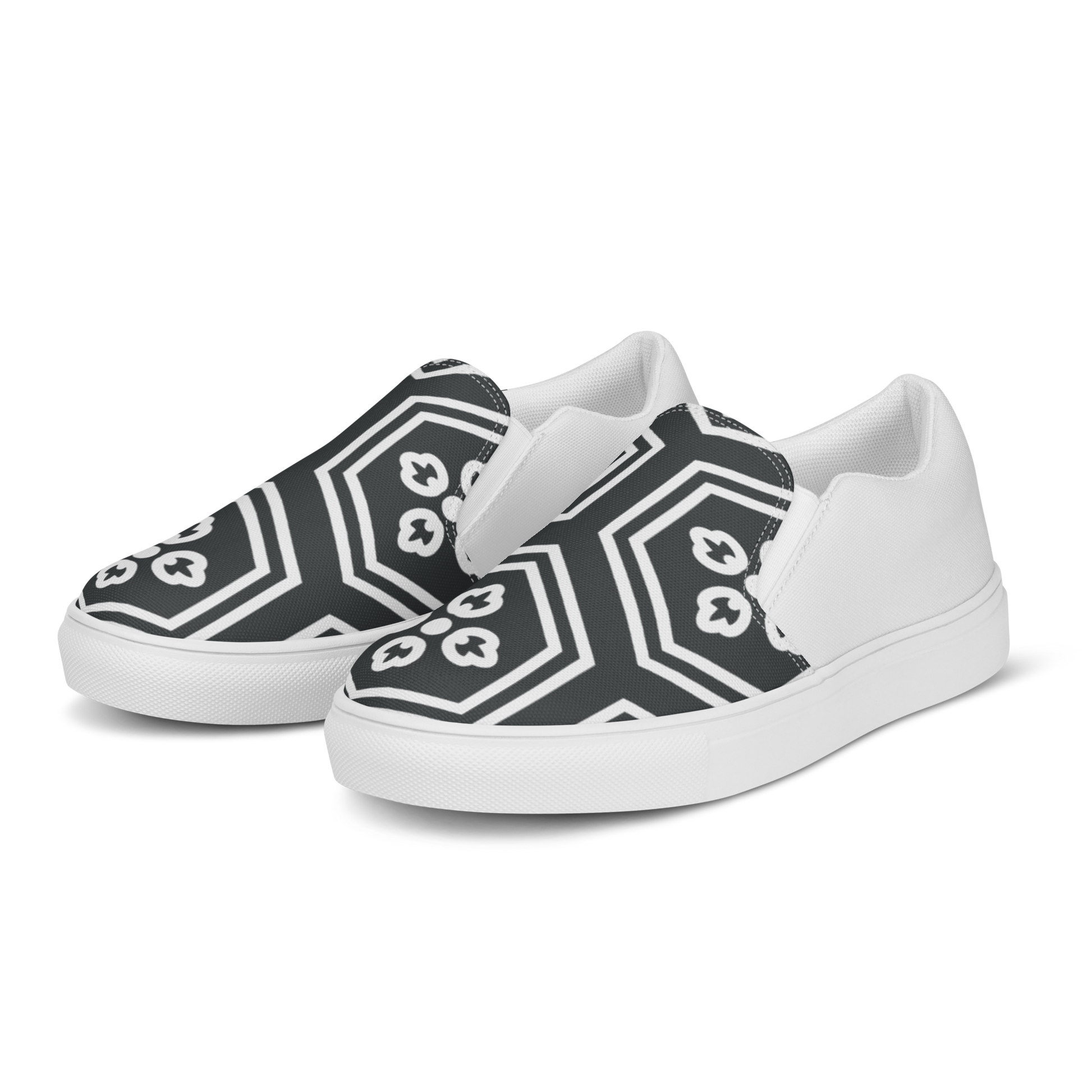 Charcoal Kikkou Women’s slip-on canvas shoes - Oni Threads