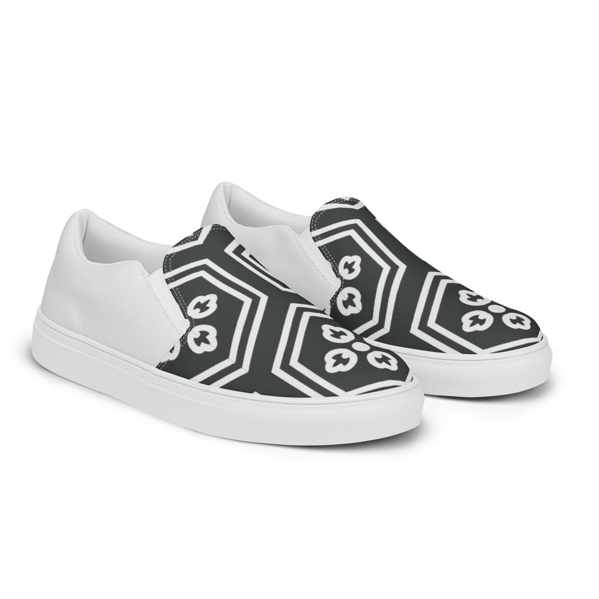 Charcoal Kikkou Women’s slip-on canvas shoes - Oni Threads